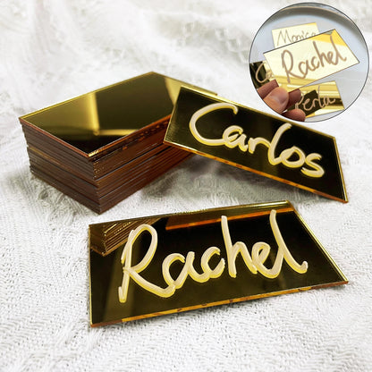 50Pcs Golden Acrylic Table Place Card for Wedding DIY Table Seating Cards Wedding Supplies Decoration