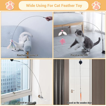 TETOU Simulation Bird Interactive Cat Stick Toy with Suction Cup Funny Feather for Kitty Play Chase Exercise Cat Toy Supplies