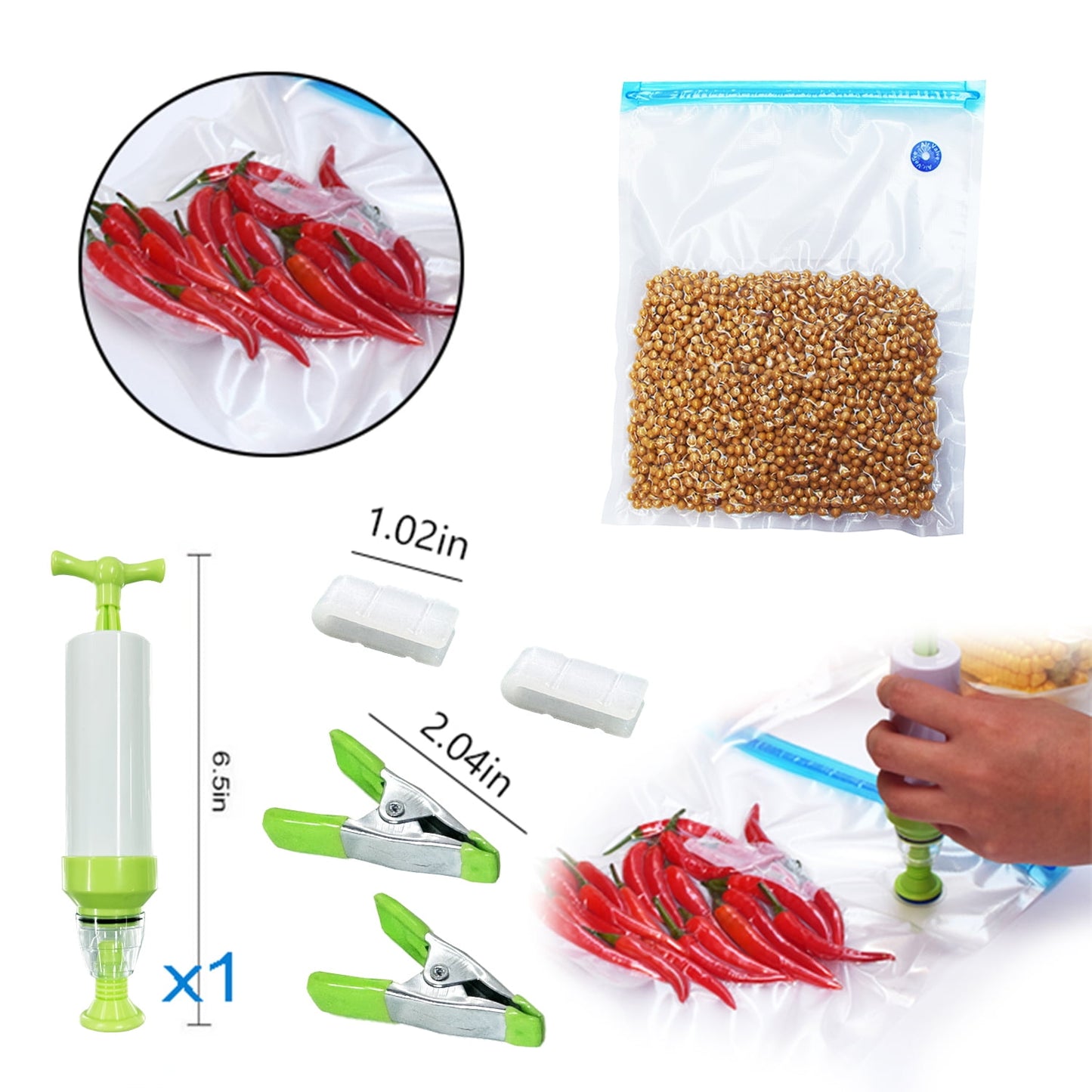 TETOU 15 Pack Sous Vide Bags with Pump Reusable Vacuum Pack Freezer Bags Food Storage Bags Sous vide kit