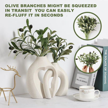 TETOU 10pcs Faux Olive Leaves Stem for Vase 10.6" Artificial Plant Olive Branch Home Office Wedding Greenery Decoration