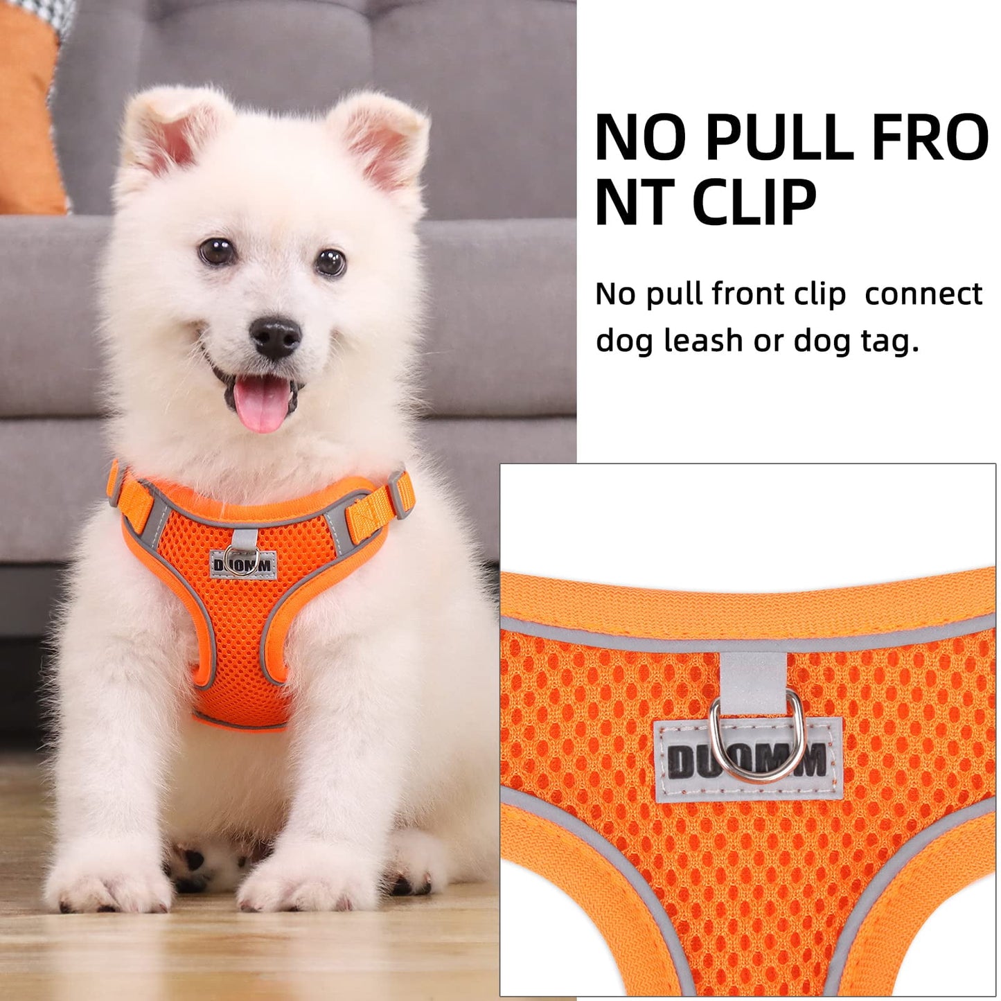 TETOU Reflective Dog Harness and Leash Set, No-Pull Pet Harness Adjustable Mesh, Ultra Breathable Padded Dog Vest Harness for Small Medium Dogs