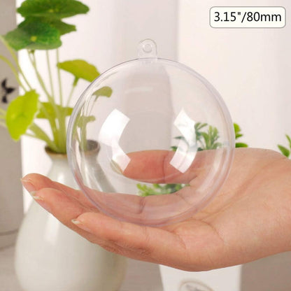 TETOU 20Pcs Christmas Ornaments Balls, 80mm Clear Plastic Fillable Ornament for Crafts, Clear Acrylic DIY Ornaments for Christmas Tree Holiday Wedding Party Home Hanging Decor