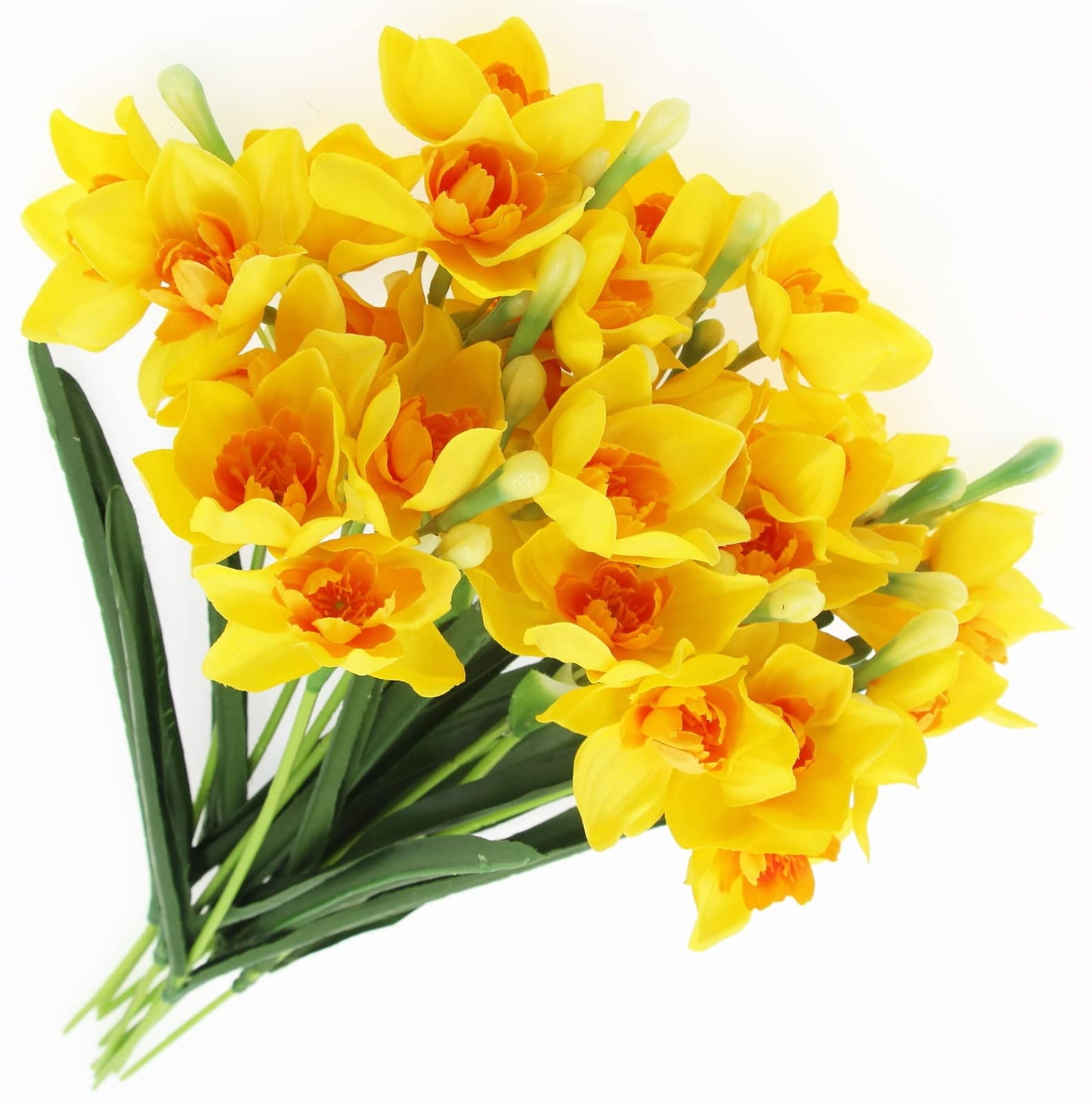 TETOU 10pcs Artificial Daffodils Flowers Real Branches for Vase Arrangement Store Home Wedding Decor - Yellow