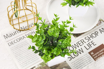 TETOU 4Pcs Artificial Plants Indoor Potted Eucalyptus Artificial Greenery Small Potted Plants for Home Decor