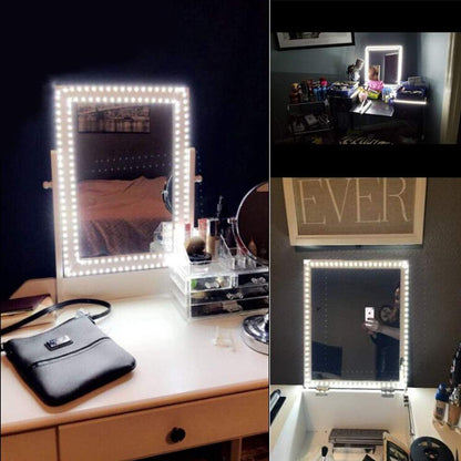 TETOU 13ft Led Vanity Mirror Lights Kit Bendable Make-up Mirror Cloakroom Adjustable Flexible Strip Light Table Set with Dimmer
