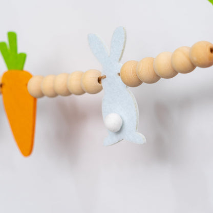 TETOU Easter Garland, 4.5ft Bunnies Carrots Eggs Wooden Breads Banner, Easter Hanging Decorations for Fireplace Wall Display - Carrots and Bunnies