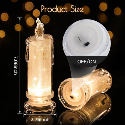 TETOU 4pcs LED Flameless Candles Crystal Lamp Tealight Home Table Birthday Wedding Christmas Decor