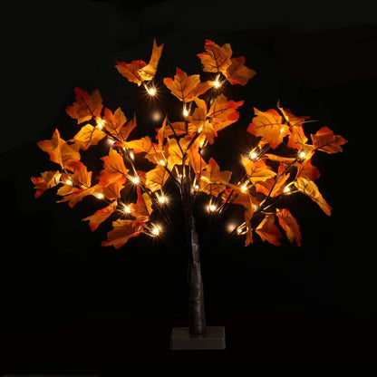 TETOU Artificial Fall Lighted Maple Tree Battery Operated 24 LED Thanksgiving Decorations Table Lights for Wedding Party Gifts Indoor Outdoor Autumn Harve'st Home Decor