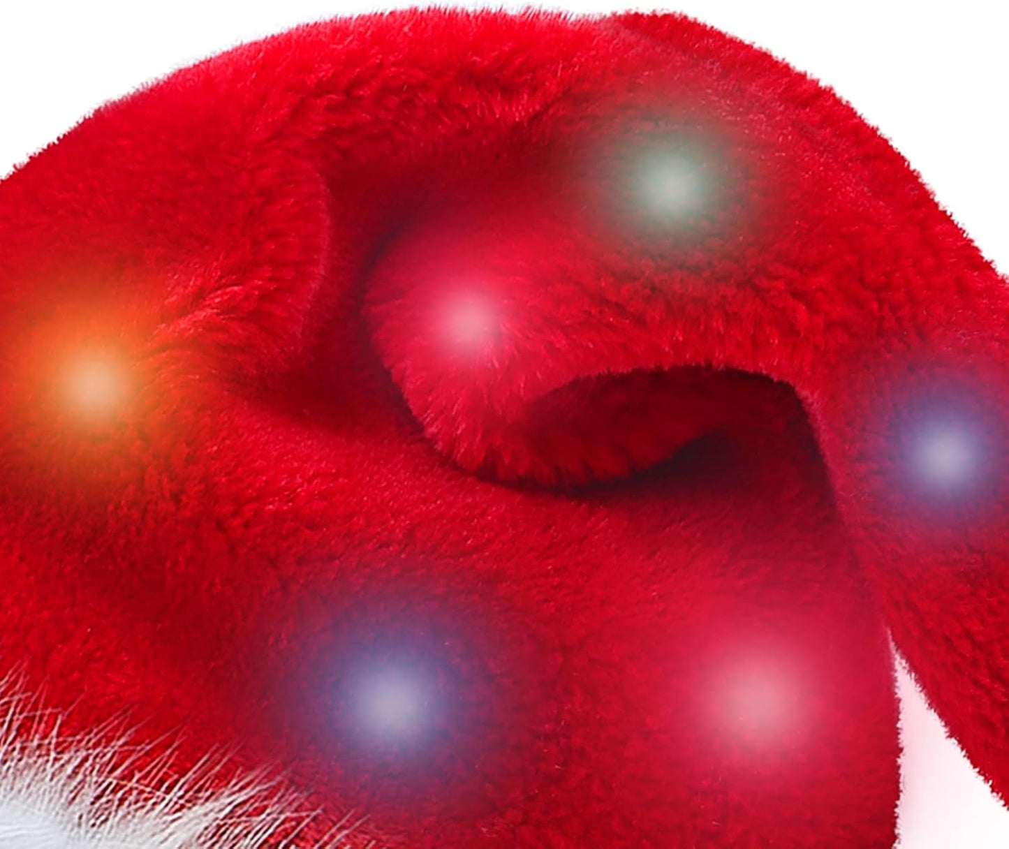TETOU 1pc Christmas Hat,Led Faux Fur Plush Red Velvet Santa Hat for Adults Men Women Christmas New Year Festive Party