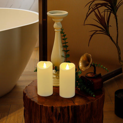 TETOU 2pcs Flameless Candles 6" Battery Operated Candles for Outdoor Indoor Home Wedding Decor LED Fake Candle