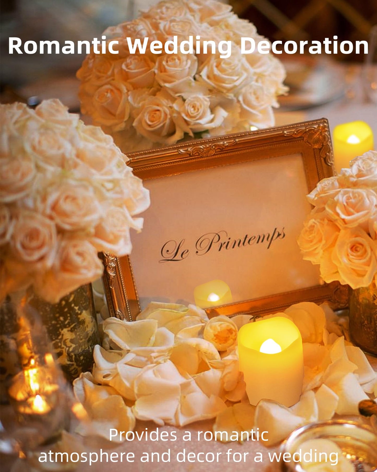 TETOU 24Pcs Flameless Votive Candles, 1.7*1.4" Flickering Electric Fake Candle, 100+Hour Battery Operated LED Tea Lights in Warm White for Wedding Table Festival Halloween Christmas Decor