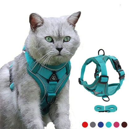 TETOU Cat Dog Harness and Leash, Escape Proof Soft Adjustable Vest Harnesses for Cats Dog, Easy Control Breathable Reflective Strips Jacket - Green,S