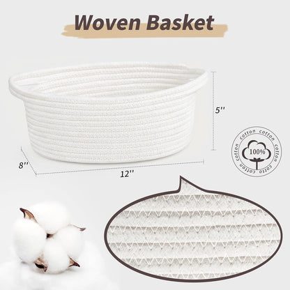 TETOU Small Woven Burr Basket with Gift Bags and Ribbons, 12"X 8" X 5" Durable Empty Rope Basket with Handles for Easter Christmas Party Storage Gifts supply