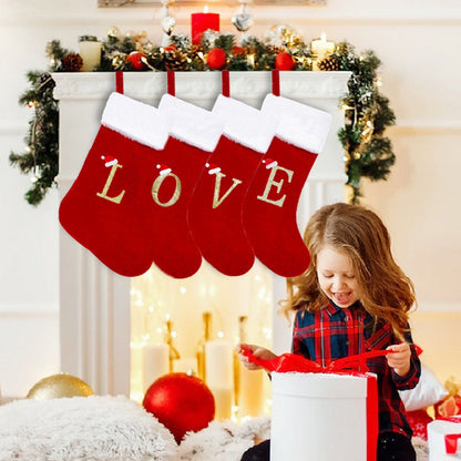 TETOU 20" Monogrammed Christmas Stockings with Letters Soft Plush Velvet Large Red Stockings New Year Family Decor M