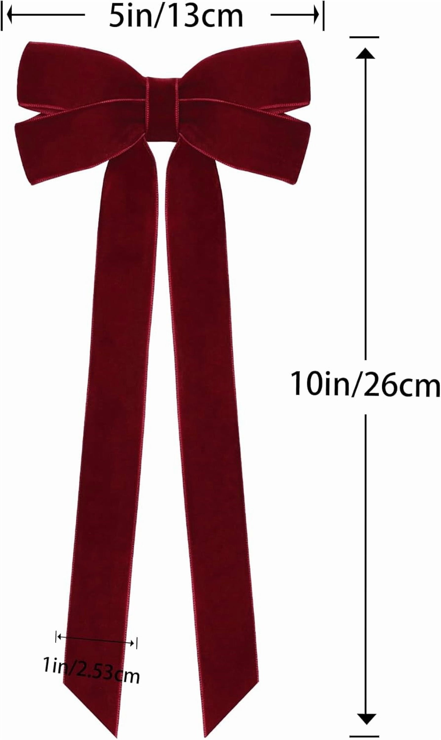 TETOU 12Pcs Burgundy Velvet Ribbon Christmas Bows Decorations,5x10 Inch Xmas Bows Ornaments for Christmas Tree Home Party Staircase Door Wreath Garland Fireplace Mantel Holiday Decor