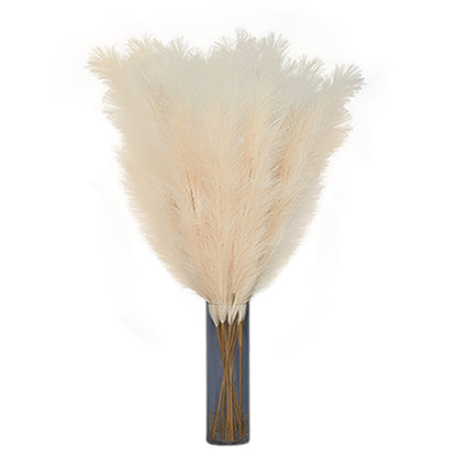 TETOU 6 Stems Faux Pampas Grass 43.3" Tall Big Pompous Grass Vase Filler Home Boho Decor - Beige