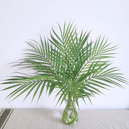 TETOU 8Pcs Artificial Palm Leaves, Stems Greenery Tropical Palm Tree Leaves Plants, Faux Monstera Leaves for Palm Sunday Floral Arrangement Hawaiian Luau Jungle Beach Wedding Party