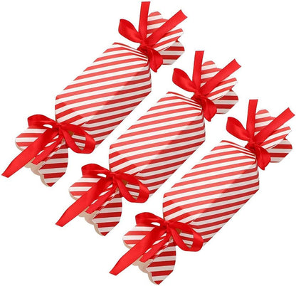 TETOU 20pcs Christmas Candy Box Red White Empty Small Chocolate Boxes for Wedding Xmas Guest Gift Wrap Bag Decor