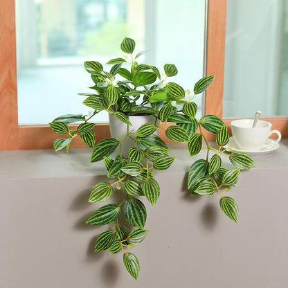 TETOU 15.7" Hanging Vine Plant with Pot Artificial Watermelon Greenery Leaves Faux Plant for Home