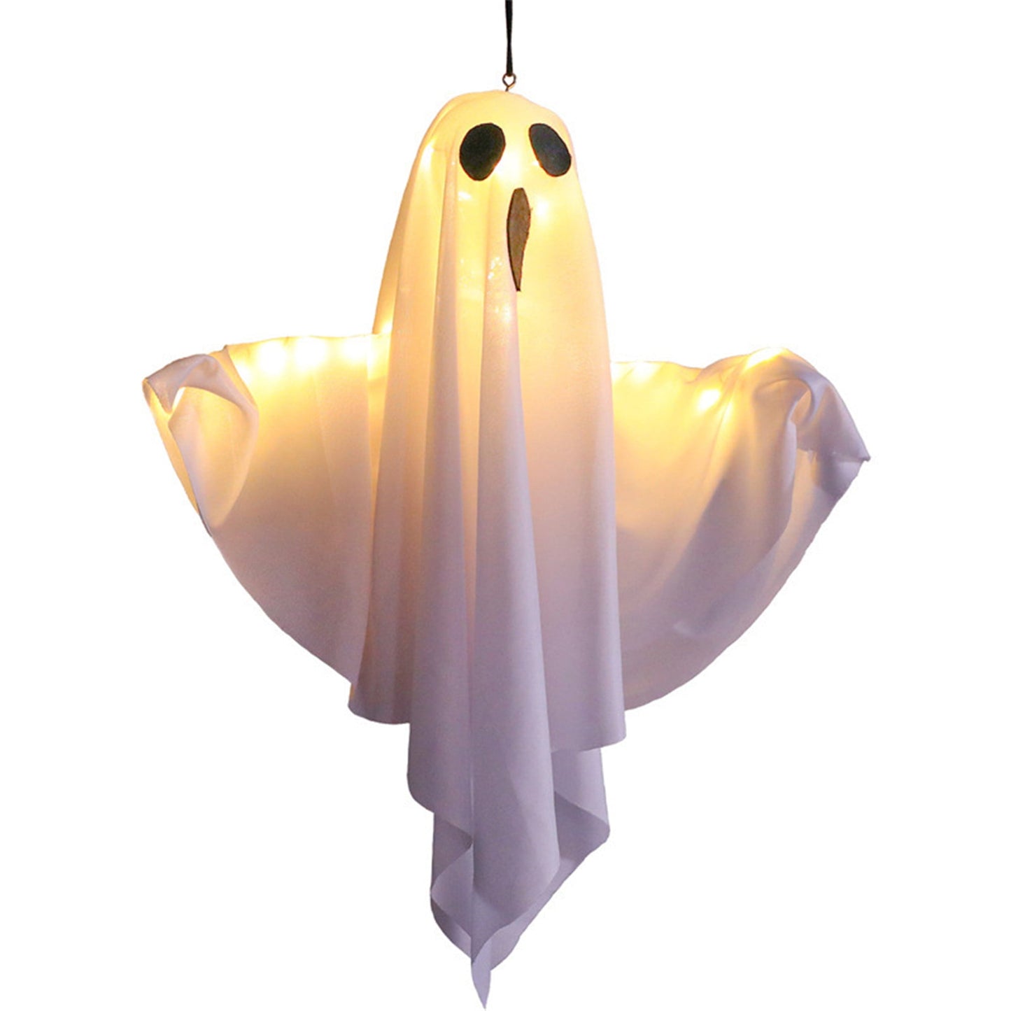 TETOU Halloween LED Hanging Ghosts, 19.68" Cute Glowing Flying Ghost for Halloween Party Front Yard Patio Lawn Garden Holiday Decor - White