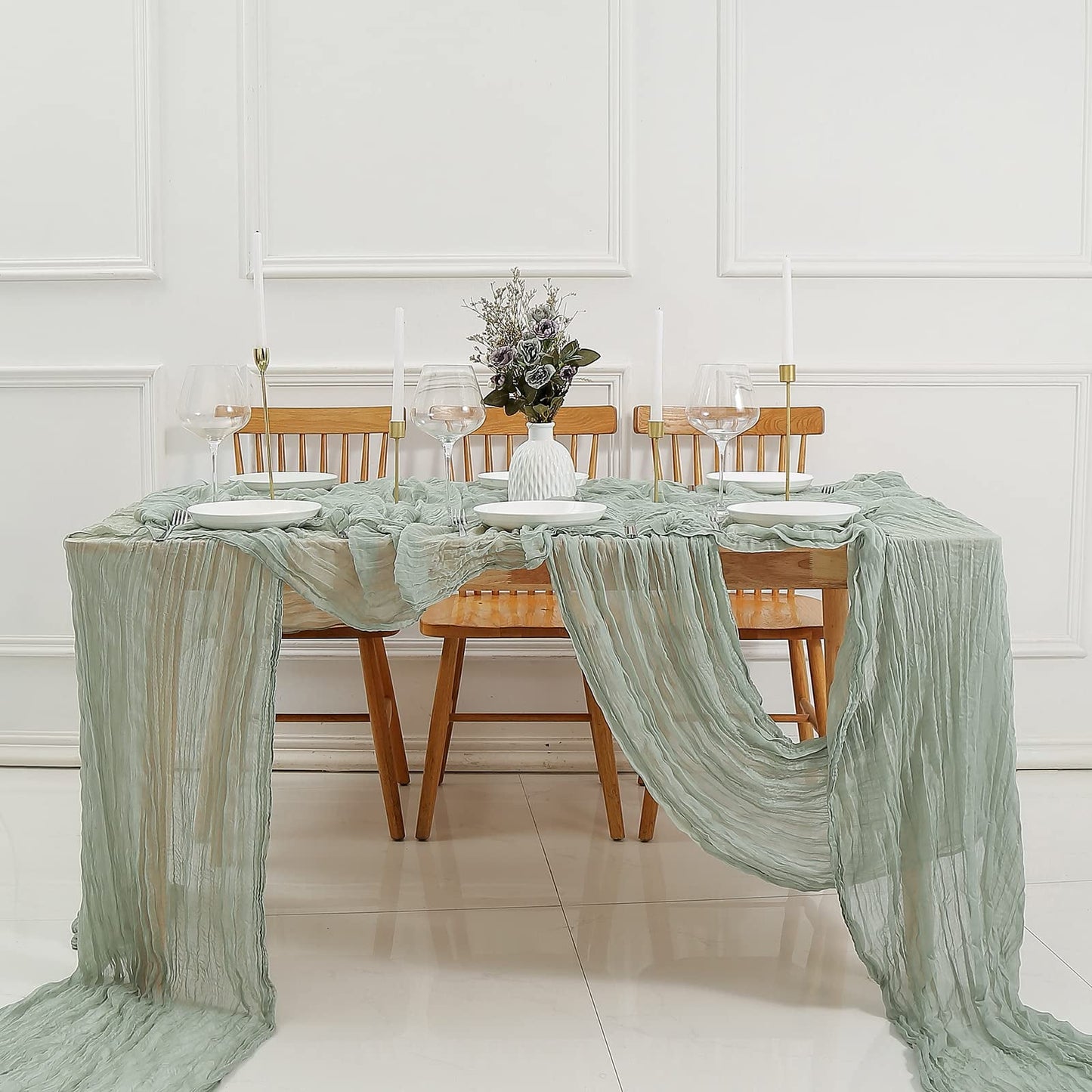 TETOU Cheesecloth Table Runner Boho Gauze Cheese Cloth Table Runner Wedding Home Table Decor