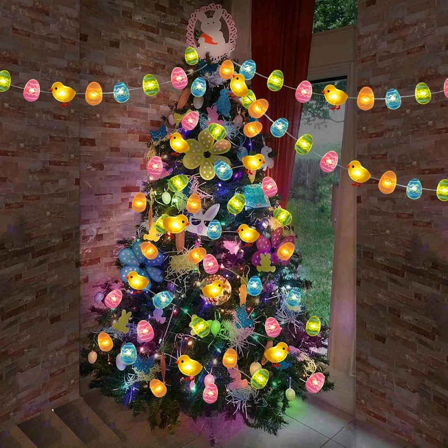 TETOU 13Ft 40Led Egg Easter Light String,Battery Operated Mini Lighted Eggs Spring Easter Garland for Tree Home Fireplace Easter Party Indoor Outdoor Decoration