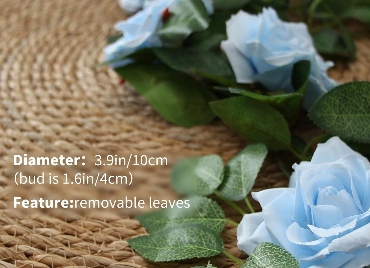TETOU 4pcs Flower Garland, Faux Artificial Floral Garland Fake Rose Hanging Vine for Wedding Arch Garden Ceremony Background Outdoor Wall Decoration - Blue