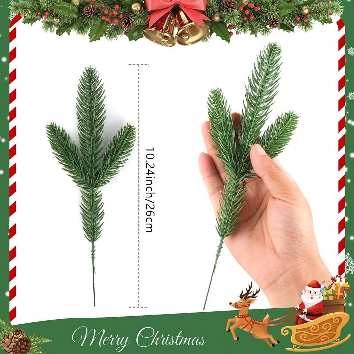 TETOU 50pcs Christmas Artificial Norfolk Pine Branches Green Cedar Sprigs Needle Garland DIY Wreath Home Decor