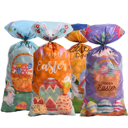 TETOU 50pcs Easter Candy Treat Bags Bunny Chick Rabbit Cellophane Cookie Gift Bags Easter Party Favor Supplies