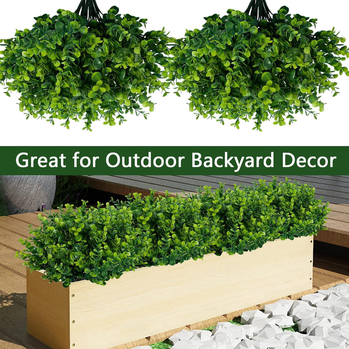 TETOU 21pcs Artificial Fake Plants Outdoor, Artificial Eucalyptus Greenery Faux Plants for Spring Summer Outdoor Indoor Farmhouse Garden Patio Porch Yard Decoration