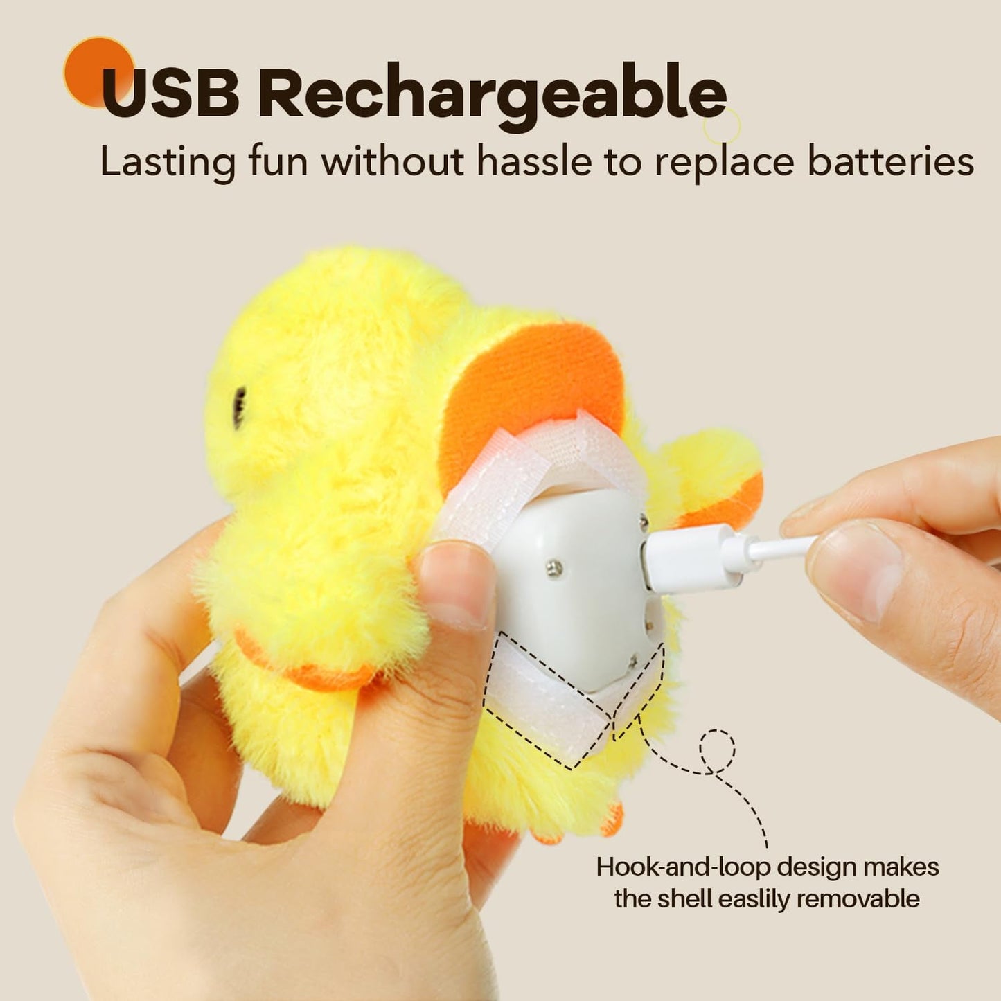 TETOU Interactive Cat Toys Rechargeable Flapping Duck Cat Toys with Catnip Duck Quacking Touch Activated Cat Toy for Indoor Cats Kitten Play Chase Exercise (No Flying)