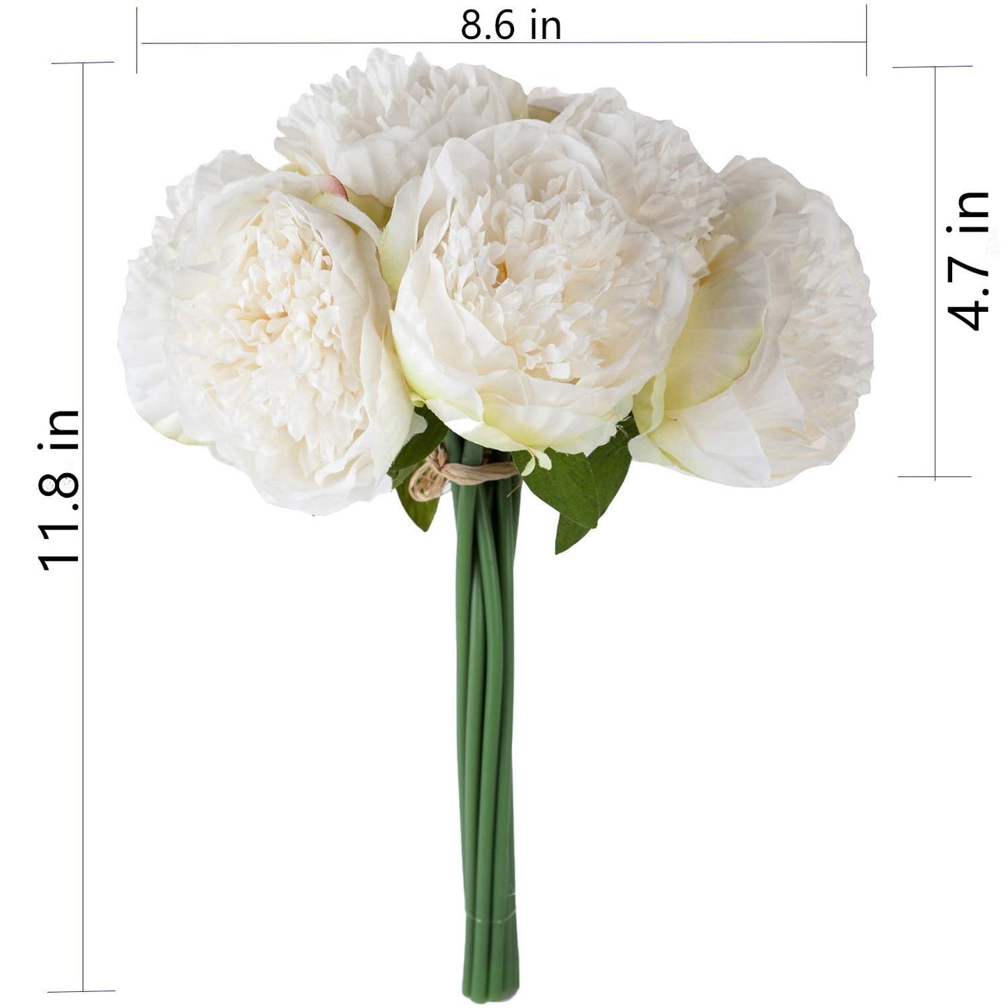 TETOU 2pack 10Heads Artificial Peony Silk Flower Fake Peony Bouquet for Wedding Party Decor - Cream White