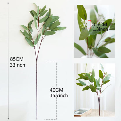 TETOU Artificial Eucalyptus Stems with Seeds, 33'' Tall Fake Plants Leaves Olive Tree Branches, Faux Greenery Stems for Bridal Wedding Bouquet Vase Table Centerpiece Decor