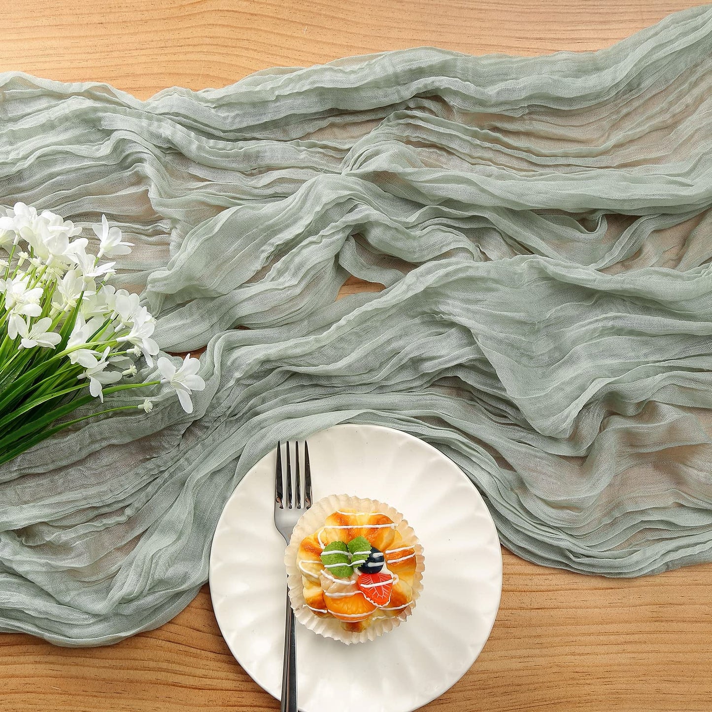 TETOU Cheesecloth Table Runner Boho Gauze Cheese Cloth Table Runner Wedding Home Table Decor