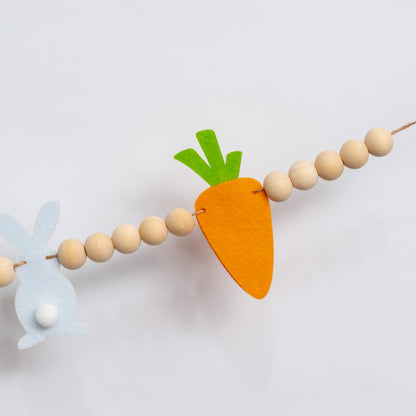 TETOU Easter Garland, 4.5ft Bunnies Carrots Eggs Wooden Breads Banner, Easter Hanging Decorations for Fireplace Wall Display - Carrots and Bunnies