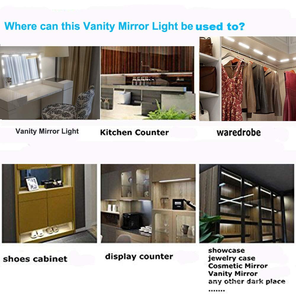 TETOU Led Vanity Mirror Lights 10ft Dimmable Touch Control Lights Strip Makeup Dressing Table & Bathroom Mirror