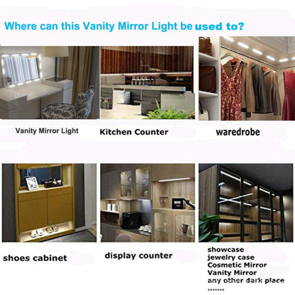 TETOU Led Vanity Mirror Lights 10ft Dimmable Touch Control Lights Strip Makeup Dressing Table & Bathroom Mirror