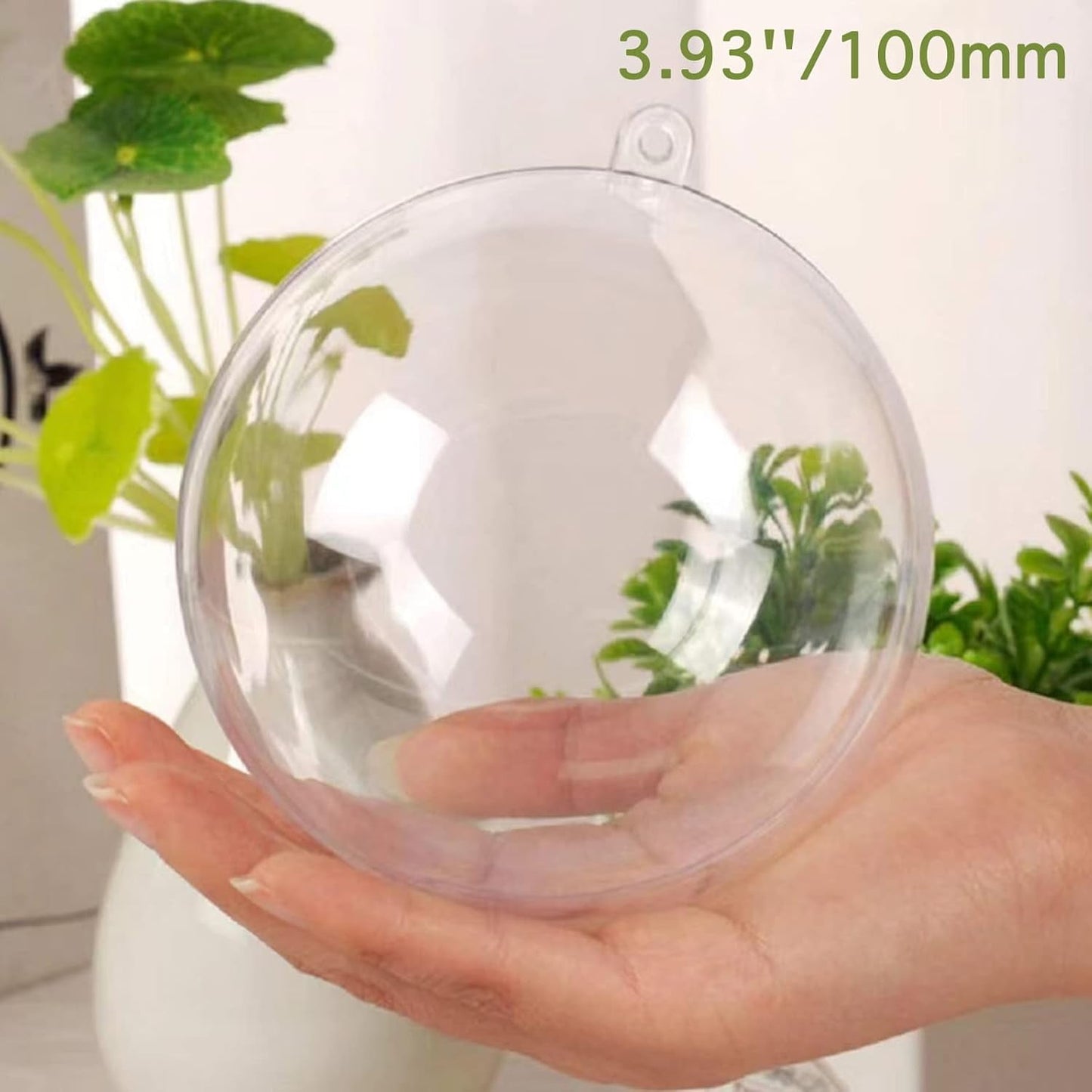 TETOU 20Pcs Christmas Ornaments Balls, 100mm Clear Plastic Fillable Ornament for Crafts, Clear Acrylic DIY Ornaments for Christmas Tree Holiday Wedding Party Home Hanging Decor