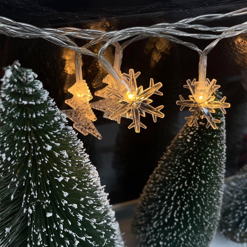 TETOU Christmas Decorations Lights,20 Ft 40 LED Christmas Tree Snowflakes String Lights Battery Operated Fairy Lights for Bedroom Room Party Home Xmas Tree Indoor Outdoor Decorations