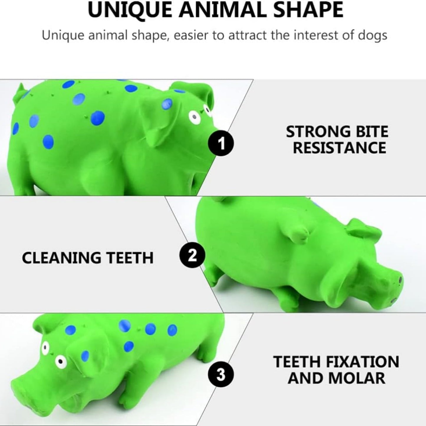 TETOU Squeaky Pig Dog Toy, Small Breed Dog Latex Chew Toys Natural Rubber Pig Sound Play Toy for Interactive Dog Playing Emulsion the Dog - Green
