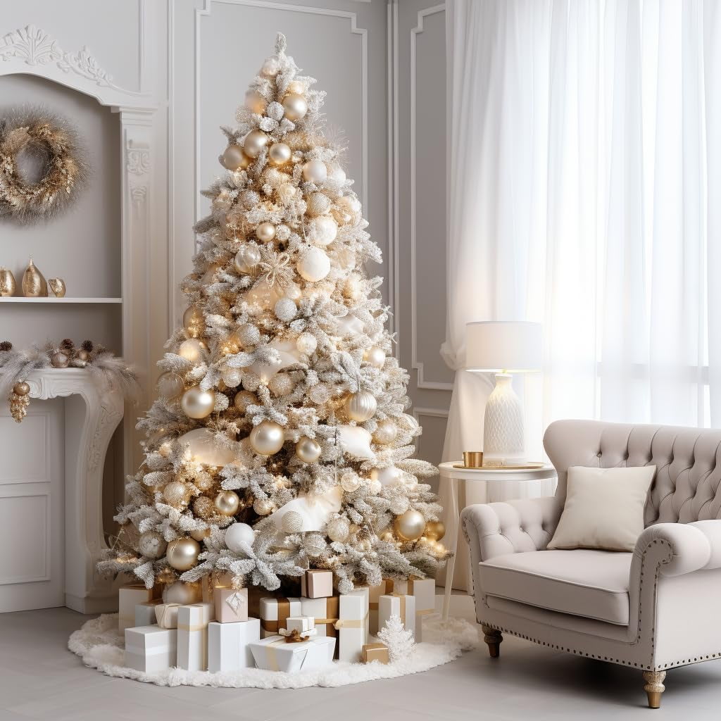 TETOU 60in Christmas Tree Skirt, Faux Fur White Tree Skirt, Soft Plush Tree Skirt for Christmas Decoration Xmas Tree Decor Holiday Gifts Merry Christmas Party