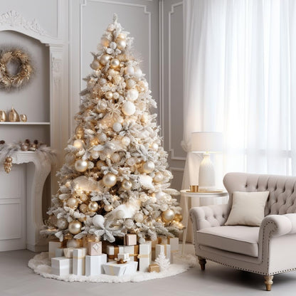 TETOU 60in Christmas Tree Skirt, Faux Fur White Tree Skirt, Soft Plush Tree Skirt for Christmas Decoration Xmas Tree Decor Holiday Gifts Merry Christmas Party