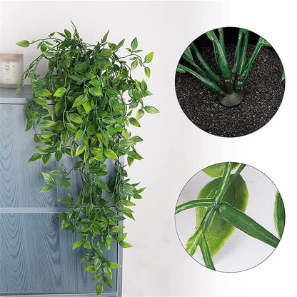 TETOU 1pcs Artificial Hanging Plants Small Outdoor Fake Potted Plants for Indoor Wall Decor (with basket)