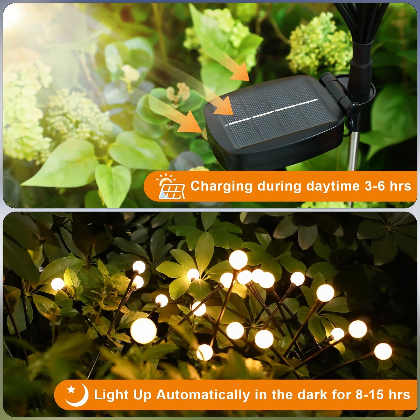 TETOU 4 Pack Solar Garden Lights Waterproof Swaying Solar Firefly String Light for Christmas Pathway Landscape Patio Decor
