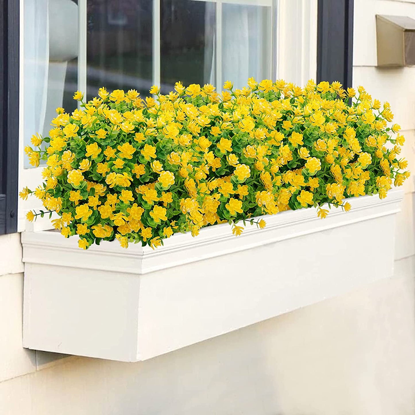 TETOU 6 Bundles Eucalyptus Camellia Artificial Flowers Outdoor Plastic Plants Decor - Yellow