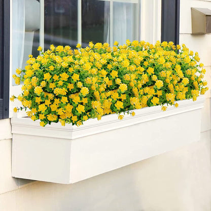 TETOU 6 Bundles Eucalyptus Camellia Artificial Flowers Outdoor Plastic Plants Decor - Yellow
