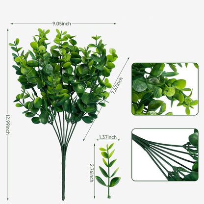 TETOU 21pcs Artificial Fake Plants Outdoor, Artificial Eucalyptus Greenery Faux Plants for Spring Summer Outdoor Indoor Farmhouse Garden Patio Porch Yard Decoration