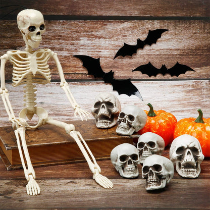 TETOU 8Pcs Halloween Skulls, Realistic Looking Skulls, 1.8*1.8*2.4 Inches Human Skeleton Head Skull for Halloween Bar Home Table Decoration