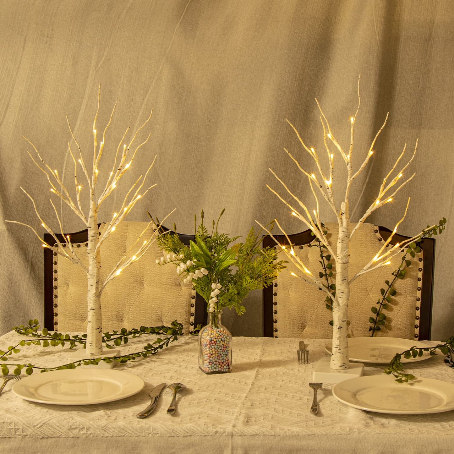 TETOU Valentines Day Decor 2ft Birch Tree with LED Lights Fairy Light Spirit Tree for Home Indoor Table Mantel Battery Powered