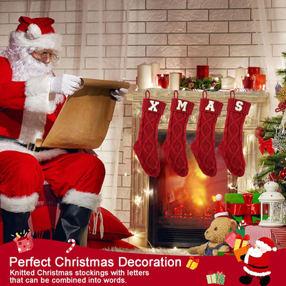 TETOU Christmas Stockings with Initials Letter 18" Stockings for Christmas Decoration - Red M